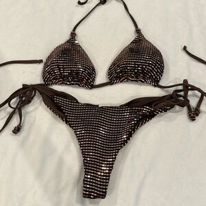 Cheeky brown sparkly bikini